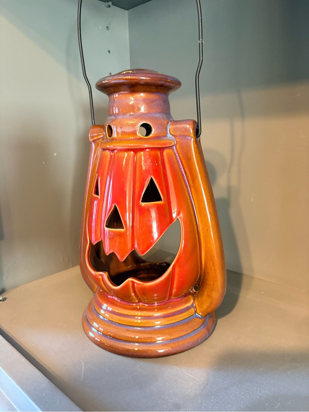 Ceramic Pumpkin Tea Light Lantern - Picture 3 of 6